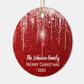 Personalized Family Name Merry Christmas  セラミックオーナメント (左)