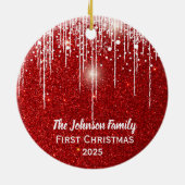 Personalized Family Name Merry Christmas  セラミックオーナメント (裏面)