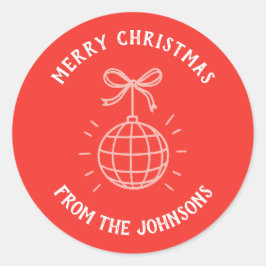 Personalized Family Name Merry Christmas  ラウンドシール