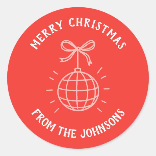 Personalized Family Name Merry Christmas  ラウンドシール (正面)