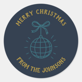 Personalized Family Name Merry Christmas  ラウンドシール