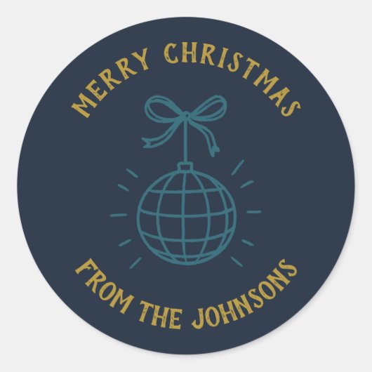 Personalized Family Name Merry Christmas  ラウンドシール (正面)