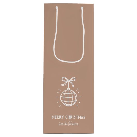 Personalized Family Name Merry Christmas ワインギフトバッグ (正面)
