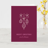 Personalized Family Name Merry Christmas Bauble カード (黄色い花)