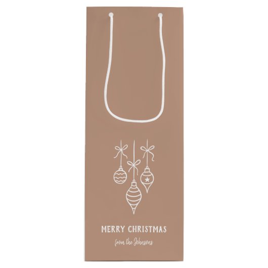 Personalized Family Name Merry Christmas Bauble ワインギフトバッグ (正面)