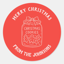 Personalized Family Name Merry Christmas Cookies ラウンドシール