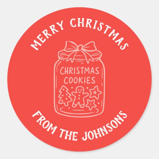 Personalized Family Name Merry Christmas Cookies ラウンドシール (正面)