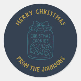 Personalized Family Name Merry Christmas Cookies ラウンドシール