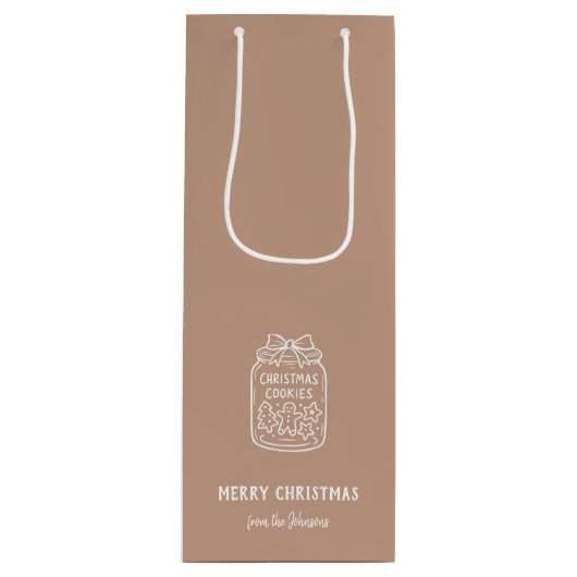 Personalized Family Name Merry Christmas Cookies ワインギフトバッグ (正面)
