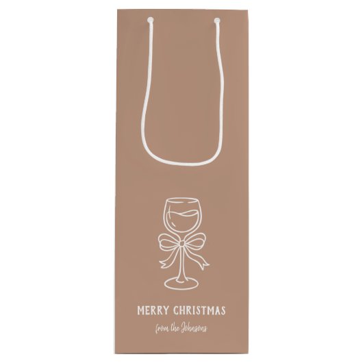 Personalized Family Name Merry Christmas Drink ワインギフトバッグ (正面)
