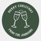 Personalized Family Name Merry Christmas Drinks ラウンドシール (正面)