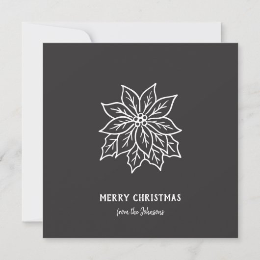 Personalized Family Name Merry Christmas Flower カード (正面)
