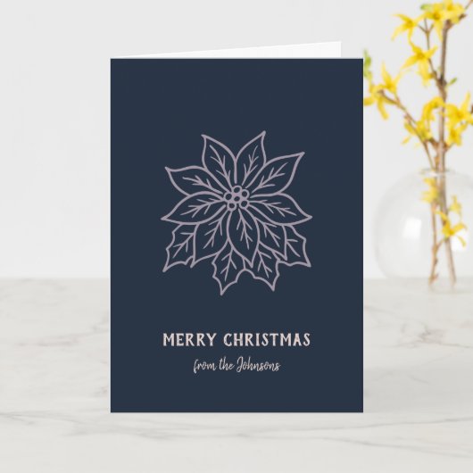 Personalized Family Name Merry Christmas Flower カード (黄色い花)