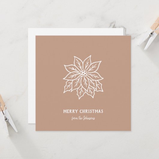 Personalized Family Name Merry Christmas Flower カード (正面/裏面インサイチュ)