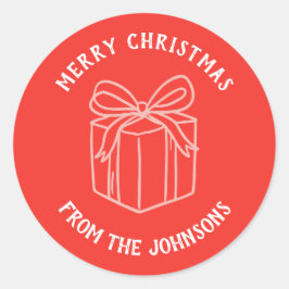 Personalized Family Name Merry Christmas Gift ラウンドシール