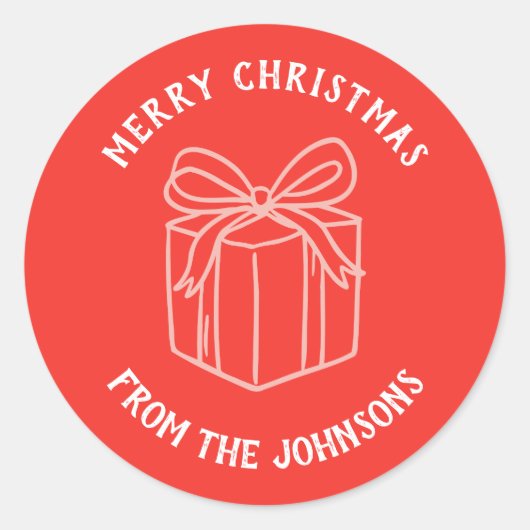 Personalized Family Name Merry Christmas Gift ラウンドシール (正面)