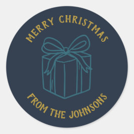 Personalized Family Name Merry Christmas Gift ラウンドシール