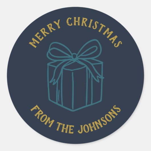 Personalized Family Name Merry Christmas Gift ラウンドシール (正面)