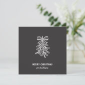 Personalized Family Name Merry Christmas Mistletoe カード (スタンド正面)