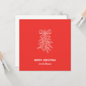 Personalized Family Name Merry Christmas Mistletoe カード (正面/裏面インサイチュ)