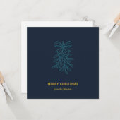 Personalized Family Name Merry Christmas Mistletoe カード (正面/裏面インサイチュ)