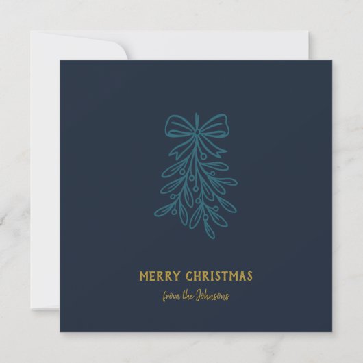 Personalized Family Name Merry Christmas Mistletoe カード (正面)