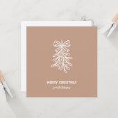Personalized Family Name Merry Christmas Mistletoe カード (正面/裏面インサイチュ)