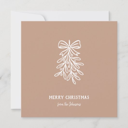 Personalized Family Name Merry Christmas Mistletoe カード (正面)