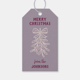 Personalized Family Name Merry Christmas Mistletoe ギフトタグ