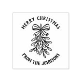 Personalized Family Name Merry Christmas Mistletoe ラバースタンプ (インプリント)