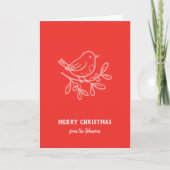 Personalized Family Name Merry Christmas Robin カード (正面)