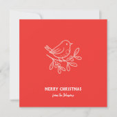 Personalized Family Name Merry Christmas Robin カード (正面)