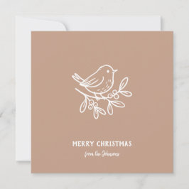 Personalized Family Name Merry Christmas Robin カード