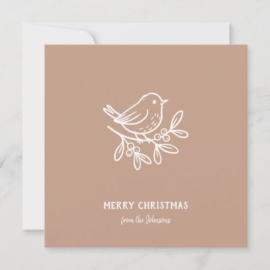 Personalized Family Name Merry Christmas Robin カード (正面)