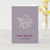 Personalized Family Name Merry Christmas Robin カード (黄色い花)