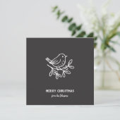 Personalized Family Name Merry Christmas Robin カード (スタンド正面)