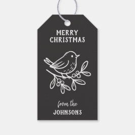 Personalized Family Name Merry Christmas Robin ギフトタグ