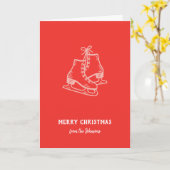 Personalized Family Name Merry Christmas Skates カード (黄色い花)