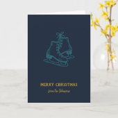 Personalized Family Name Merry Christmas Skates カード (黄色い花)