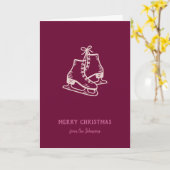 Personalized Family Name Merry Christmas Skates カード (黄色い花)