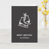 Personalized Family Name Merry Christmas Skates カード (黄色い花)