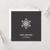 Personalized Family Name Merry Christmas Snowflake カード (正面/裏面インサイチュ)