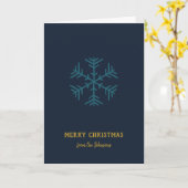 Personalized Family Name Merry Christmas Snowflake カード (黄色い花)