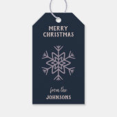 Personalized Family Name Merry Christmas Snowflake ギフトタグ (正面)