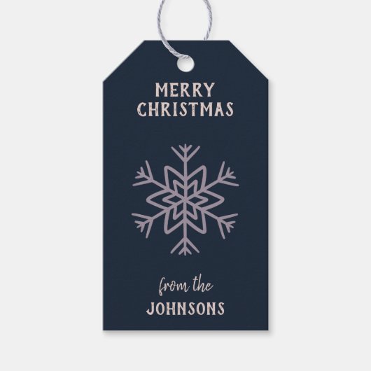 Personalized Family Name Merry Christmas Snowflake ギフトタグ (正面)