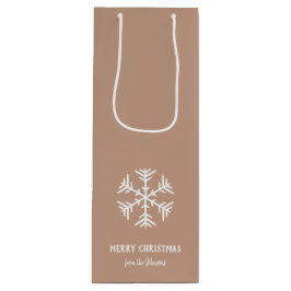 Personalized Family Name Merry Christmas Snowflake ワインギフトバッグ