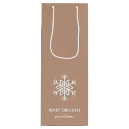 Personalized Family Name Merry Christmas Snowflake ワインギフトバッグ
