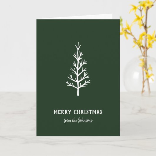 Personalized Family Name Merry Christmas Tree カード (黄色い花)