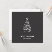 Personalized Family Name Merry Christmas Tree カード (正面/裏面インサイチュ)