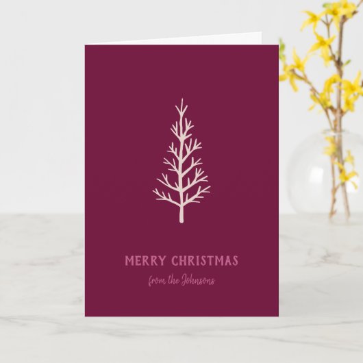 Personalized Family Name Merry Christmas Tree カード (黄色い花)